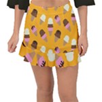 Ice cream on an orange background pattern                                                             Fishtail Mini Chiffon Skirt