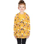 Ice cream on an orange background pattern                                                             Kids  Double Breasted Button Coat