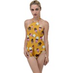 Ice cream on an orange background pattern                                                           Go with the Flow One Piece Swimsuit