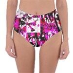 Pink Checker Graffiti  Reversible High-Waist Bikini Bottoms