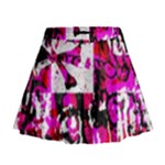 Pink Checker Graffiti  Mini Flare Skirt