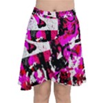 Pink Checker Graffiti  Chiffon Wrap Front Skirt