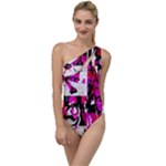 Pink Checker Graffiti  To One Side Swimsuit