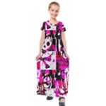 Pink Checker Graffiti  Kids  Short Sleeve Maxi Dress