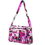 Pink Checker Graffiti  Front Pocket Crossbody Bag