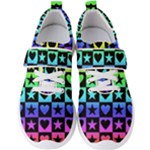 Rainbow Hearts and Stars Men s Velcro Strap Shoes