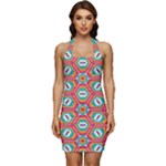 Hexagons and stars pattern                                                     Sleeveless Wide Square Neckline Ruched Bodycon Dress