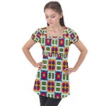 Shapes in shapes 2                                                                Puff Sleeve Tunic Top