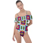 Shapes in shapes 2                                                                Frill Detail One Piece Swimsuit