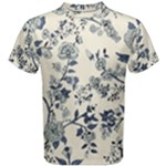 Blue Vintage Background, Blue Roses Patterns Men s Cotton T-Shirt