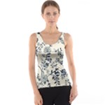 Blue Vintage Background, Blue Roses Patterns Women s Basic Tank Top