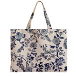 Blue Vintage Background, Blue Roses Patterns Zipper Mini Tote Bag
