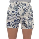 Blue Vintage Background, Blue Roses Patterns Sleepwear Shorts