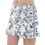Blue Vintage Background, Blue Roses Patterns Classic Tennis Skirt
