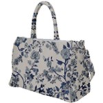 Blue Vintage Background, Blue Roses Patterns Duffel Travel Bag