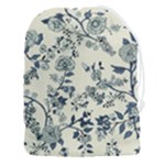 Blue Vintage Background, Blue Roses Patterns Drawstring Pouch (3XL)