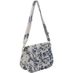 Blue Vintage Background, Blue Roses Patterns Saddle Handbag