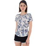 Blue Vintage Background, Blue Roses Patterns Back Cut Out Sport T-Shirt