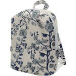 Blue Vintage Background, Blue Roses Patterns Zip Up Backpack