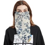 Blue Vintage Background, Blue Roses Patterns Face Covering Bandana (Triangle)