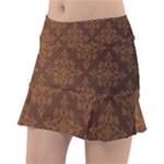 Brown Floral Pattern Floral Vintage Pattern, Brown Vintage Classic Tennis Skirt