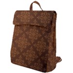 Brown Floral Pattern Floral Vintage Pattern, Brown Vintage Flap Top Backpack