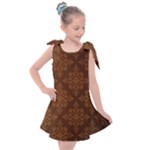 Brown Floral Pattern Floral Vintage Pattern, Brown Vintage Kids  Tie Up Tunic Dress
