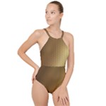 Gold, Golden Background ,aesthetic High Neck One Piece Swimsuit