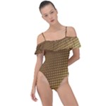 Gold, Golden Background ,aesthetic Frill Detail One Piece Swimsuit
