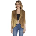Gold, Golden Background ,aesthetic Women s 3/4 Sleeve Ruffle Edge Open Front Jacket