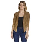Gold, Golden Background ,aesthetic Women s Draped Front 3/4 Sleeve Shawl Collar Jacket