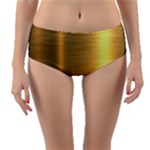 Golden Textures Polished Metal Plate, Metal Textures Reversible Mid-Waist Bikini Bottoms