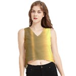 Golden Textures Polished Metal Plate, Metal Textures V-Neck Cropped Tank Top