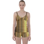Golden Textures Polished Metal Plate, Metal Textures Tie Front Two Piece Tankini