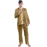 Golden Textures Polished Metal Plate, Metal Textures Men s Long Sleeve Satin Pajamas Set