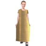 Golden Textures Polished Metal Plate, Metal Textures Kids  Short Sleeve Maxi Dress