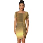 Golden Textures Polished Metal Plate, Metal Textures Fitted Knot Split End Bodycon Dress