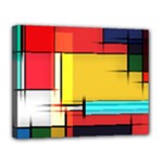 Multicolored Retro Abstraction, Lines Retro Background, Multicolored Mosaic Canvas 14  x 11  (Stretched)