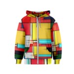Multicolored Retro Abstraction, Lines Retro Background, Multicolored Mosaic Kids  Zipper Hoodie