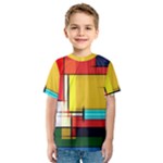 Multicolored Retro Abstraction, Lines Retro Background, Multicolored Mosaic Kids  Sport Mesh T-Shirt