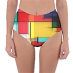 Multicolored Retro Abstraction%2 Reversible High-Waist Bikini Bottoms