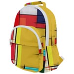 Multicolored Retro Abstraction%2 Rounded Multi Pocket Backpack