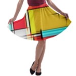 Multicolored Retro Abstraction%2 A-line Skater Skirt