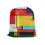 Multicolored Retro Abstraction, Lines Retro Background, Multicolored Mosaic Drawstring Pouch (XL)
