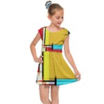 Multicolored Retro Abstraction, Lines Retro Background, Multicolored Mosaic Kids  Cap Sleeve Dress