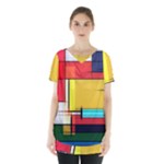 Multicolored Retro Abstraction%2 Skirt Hem Sports Top