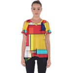 Multicolored Retro Abstraction, Lines Retro Background, Multicolored Mosaic Cut Out Side Drop T-Shirt