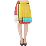 Multicolored Retro Abstraction, Lines Retro Background, Multicolored Mosaic Velvet High Waist Skirt