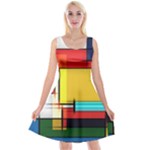 Multicolored Retro Abstraction, Lines Retro Background, Multicolored Mosaic Reversible Velvet Sleeveless Dress