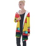 Multicolored Retro Abstraction%2 Longline Hooded Cardigan